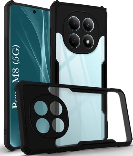 Jkobi Hybrid Back Cover Case for Poco M8 5G (Shockproof with Polycarbonate Clear Panel | Professional Black)