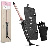 Ray Battler Lockenstab 13 mm mit Klemme für Spirallocken, Keramik-Turmalin-Beschichtung, 4 Temperaturstufen 160–220 °C, Abschaltautomatik, Hitzeschutzhandschuh & Tasche – Ansicht 1