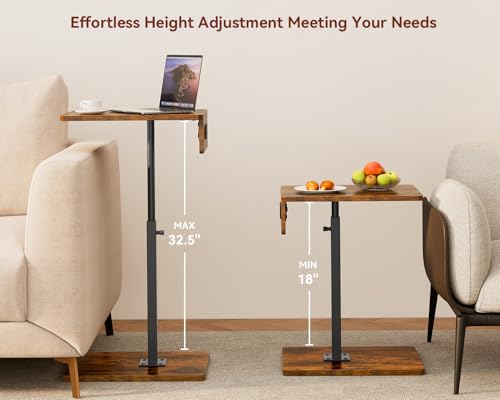 C Shaped End Table with Charging Station, Adjustable Height C Table End Table, 360°Swivel TV Tray Table for Small Spaces, Rounded Corners Couch Table, Side Tables Living Room for Sofa,Chair,Snack,Bed by Vagusicc - Used condition - Image 4
