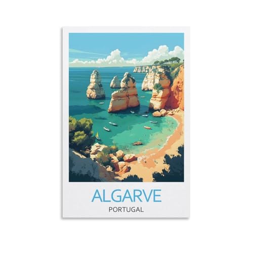 YJNENG Impression sur toile de l'Algarve Portugal - Décoration murale moderne - Poster familial - 20 x 30 cm