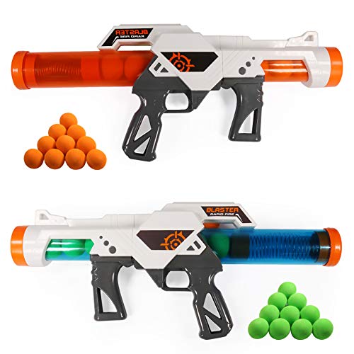 RuiDaXiang Air Powered Jouet Pistolet pour , 2pcs Dual Battle Pack, Foam Ball Air Powered Shooter Jouet Pistolet pour Les Enfants de 6 Ans et Plus Jouant avec Leur Famille