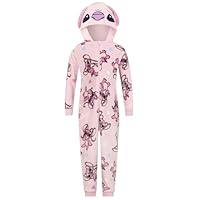 Disney Girls Lilo and Stitch Pink Angel Fleece Sleepsuit Stitch Kids Childrens Onesie (5-6 Years)