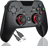 🎮【Diseño ergonómico】 Las empuñaduras del joystick están finamente diseñadas para ser antideslizantes y los contornos del controlador están diseñados para adaptarse a sus manos de forma más natural y cómoda. El material antideslizante reduce la presión de los dedos y evita la sudoración, no se cansará incluso si lo sostiene durante mucho tiempo.