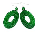 Pendientes Largos de Jade Verde, Plata 925 Made in Italy, Joyas Orientales, Regalo para Mujeres