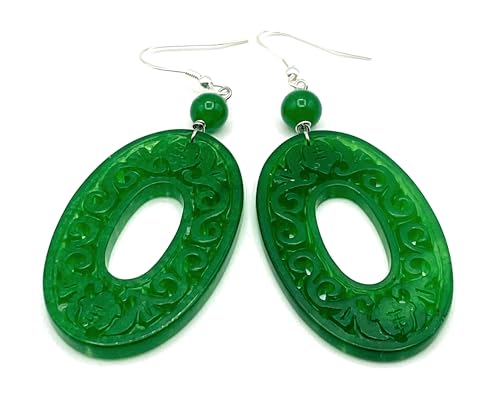 Boucles d'oreilles en jade vert le cadeau idéal en argent 925
