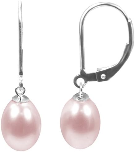 Exuisite Drop Shape Freshwater Cultured Pearl Earrings on Sterling Silver