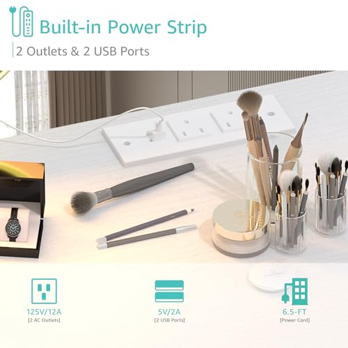 29% Off Lufeiya Makeup Vanity Desk with LED Mirror & Charging - Image 5