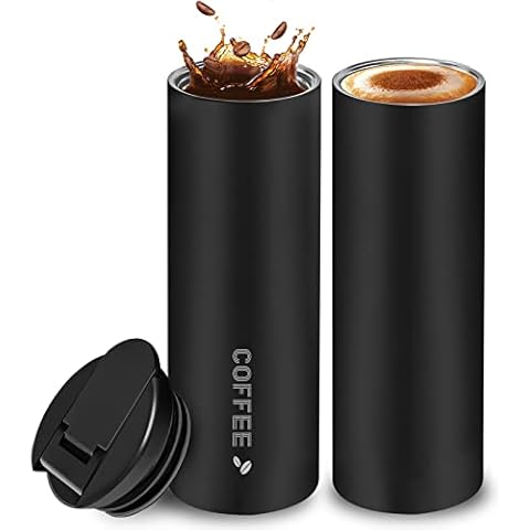 UKON Travel Mug 2022 Upgraded Vacuum Insulated Coffee Cup Stainless Steel Thermal Cup Cold & Hot Drinks fits Car Cup Holder Home Office(Black 550ml) Cover