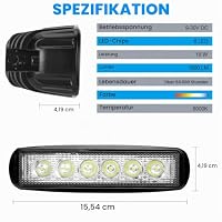 LED Arbeitsscheinwerfer, Kraumi 18W LED Offroad Zusatzscheinwerfer 12V 24V Scheinwerfer 6000K IP67 Wasserdicht Rückfahrscheinwerfer für Trecker Bagger SUV, UTV, ATV (2 Stück) – Ansicht 6