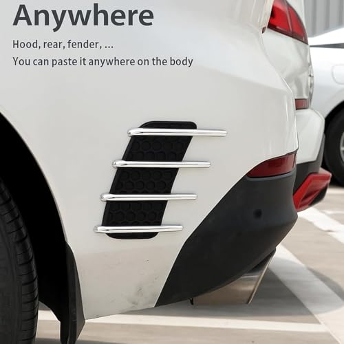 Image of SARTE Car Fender Chrome Side Vent Trim Universal Hood Scoop Intake Air Flow Vent Cover Stylish Fender Protector for Suv Sedan Hatchback Exterior Decoration Accessory