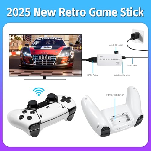Image of HDMI 4K Wireless TV Game Console Stick 4K，Retro Game Stick with Built-in 9+ Emulators, 20,000+ Games, 4k Hdmi Output & 2.4GHz Wireless Controller, Retro... (Family Edition)