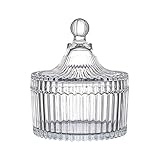 UPSTORE 300ml/10oz Tent Shaped Crystal Glass Candy Dish with Lid Candy Box Sugar Bowl Jar Biscuit Barrel Buffet Storage Container for Home Office Desk Decor