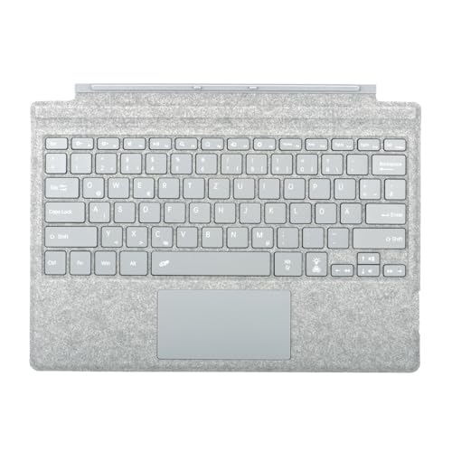 Seagtigau Deutsche QWERTZ Layout Tastatur für Microsoft Surface Pro 7+/7/6/5/4/3 12.3 Zoll - Ultraflaches beleuchtetes Bluetooth Type Cover mit Multi-Touchpad aufladbar (Aschgrau)