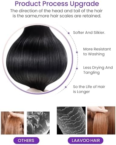 LaaVoo Tape in Hair Extensions Human Hair 20 Inch 50g Human Hair Tape in Extensions For Women Black Invisible Hair Extensions Tape on Soft Hair 50cm 20pcs — view 2