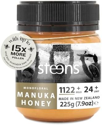Steens Manuka Honey - MGO 1122+ - Pure & Raw 100% Certified UMF 24+ Manuka Honey - Bottled and Sealed in New Zealand - 225g