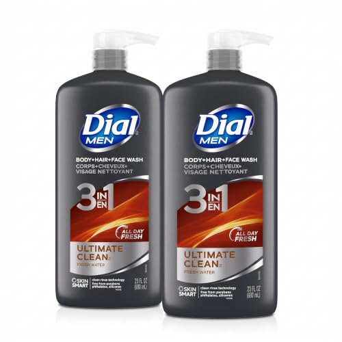 Dial Men 3 in 1 Body, Hair and Face Wash, Refresh, 23 Fl Oz, Pack of 6, Cleanses Deep + Gentle on Skin with Clean Rinse Technology - image 1