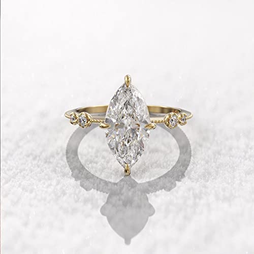 925 Silver Plated Gold Engagement Rings 9x16mm Oval Cut Solitaire Cubic Zirconia CZ Wedding Promise Rings for Her Wedding Bands for Women Size 6-10 (8)3