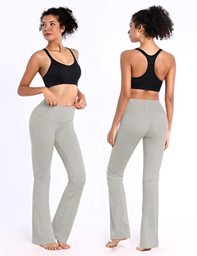BUBBLELIME 29"/31"/33"/35"/37" 4 Styles Women's High Waist Bootcut Yoga Pants - Basic Nylon_LightGray S-31 Inseam - Thumbnail 6