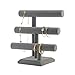 7TH VELVET Jewelry Organizer Holder with 3 Tier, Easily for Necklace Bracelet and Watch Display, Table Top Holder Display Stand, Gray Velvet T Bar Jewelry Tower