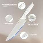 Kitchen Knife Set with Block and Sharpener, 15 Pieces German Stainless Steel Knife Block Set for Chopping, Professional Chef Knife, Lightweight, Black Anti-Slip Handle