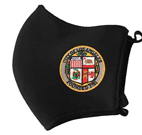 City of Los Angeles White Border Seal Patch Face Mask Black