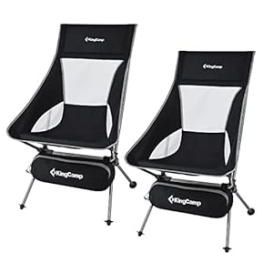 KingCamp Ultraleicht Campingstuhl Anglerstuhl Klappstuhl mit hoher Rückenlehne und Seitentasche Kleines Packmaß