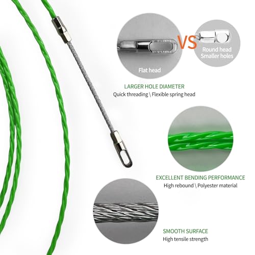 Miniatura 4 de Lumiterra Guia Pasacables 30m, Enhebrador De Alambre Electrico Diámetro 4mm, Guia Dispositivo Pasacables Con 2 Muelle Guía, Pasacables Trenzada Para Tubería Conducto Cable, Comunicación