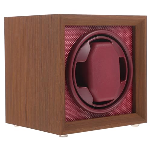 GALPADA Caja Giratoria para Relojes Mecánicos Automática Estuche de Madera Negra de Nogal Interior de ABS Rojo Oscuro Función de 3 Modos Ajustables Protector Suave para Colección y Uso