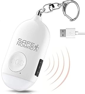 Personal Alarm for Women with LED Flashlight. Rechargeable, Waterproof, White, Small Police Approved Panic & Rape Alarm with Keyring for Students, Elderly, Girls & Kids