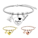 Personalized Graduation Bracelet Class of 2026 – Custom Name & Year Charm Bracelet for Women, Stainless Steel Graduation Jewelry Gift for Daughter, Sister, Best Friend, College High School Graduate