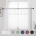 OWENIE Rideaux à courte portée 30 Pouces 2 Ensemble de panneaux, Rideaux de cuisine Tiers Filtrage de lumière Rod Pocket Cafe Rideau pour salle de bain petite demi-fenêtre, 42 en W x 30 en L, blanc