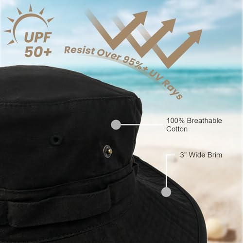 Image of Bucket Hat Wide Brim UV Protection Sun Hat Boonie Hats Fishing Hiking Safari Outdoor Hats for Men and Women