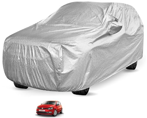 Image of Auto Hub Waterproof Car Cover Compatible with Polo GT with Mirror Pocket, Soft Cotton Lining, Waterproof Polo GT Car Cover- Metallic Silver