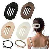CHAOBANG 4pcs Non Slip Flat Hair Clips,Plus 2 Hair Ties,No Hurt Hair,Lay Down Claw Clips,4 Neutral Color,Duckbill Hair Clips for Women Thin/Thick/Curly Hair