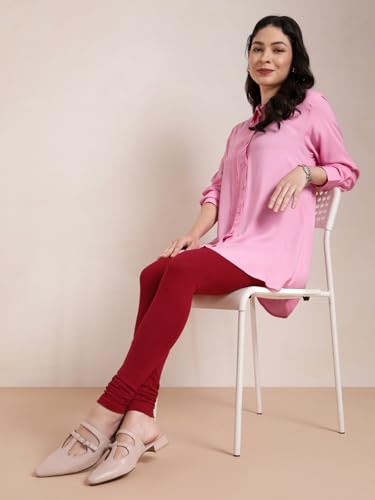 Image of TWIN BIRDS Tailored Cut and Classic Fit Super Stretchable Elastane Fabric Churidar Leggings for Women