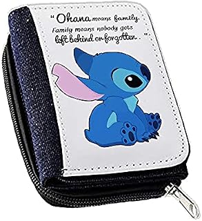 Giftme Ohana Means Family Ohana Quote Birthday Gift Christmas, Friendship Womens Denim Coin Wallet, Girls Purse, Gift Purse Wallet, Stags Purse Birthday Gift, Black, 120 X 90 Mm