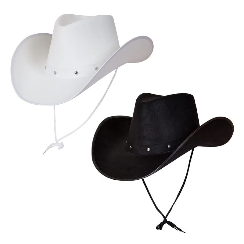 My Illusions Black White Texas Cowboy Hats Adults Wild West Cowgirl Fancy Dress Costume Acces