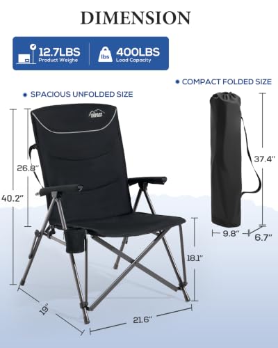 Silla de camping plegable de respaldo alto oversized, 400 libras miniatura 3