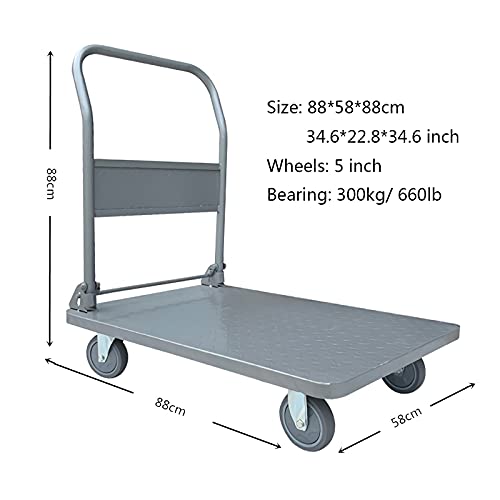 Carrito plegable de mano con plataforma de acero y ruedas silenciosas miniatura 2