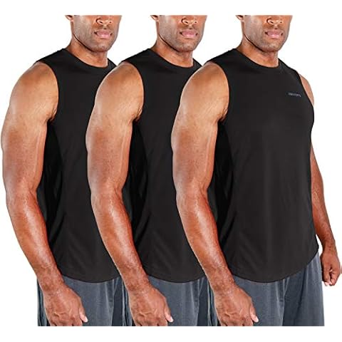 DEVOPS 3 Pack Men's Muscle Shirts Sleeveless Dry Fit Gym Workout Tank Top (Medium, Black/Black/Black) Cover