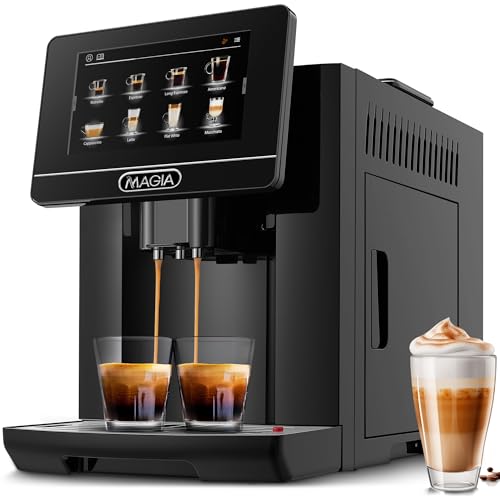 Zulay Magia Fully Automatic Coffee Espresso Machine – Premium Automatic Espresso Machine With Grinder – Espresso Coffee Maker With Easy To Use 7” Touch Screen, 19 Coffee Recipes, 10 User Profiles