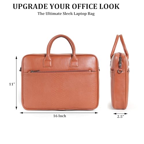 Image of Bagneeds Laptop Bag for Men & Women | Faux Leather Bag | Padded 16 Inch Laptop Sleeve | Office & Business Travel Bag | Budget-Friendly