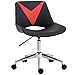 HOMCOM Chaise de bureau gaming pivotante hauteur réglable motif dossier V surpiqûres assise rouge revêtement synthétique noir