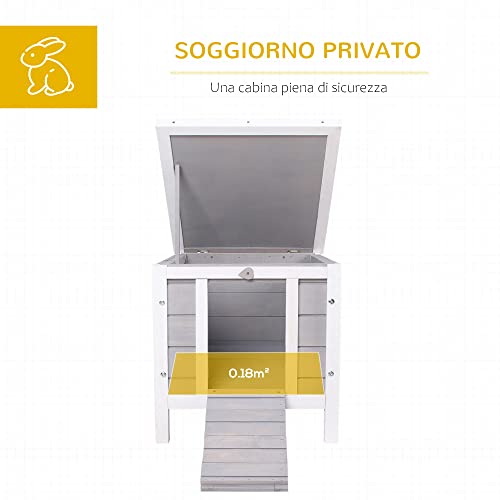 PawHut Gabbia per Conigli in Legno con Tetto