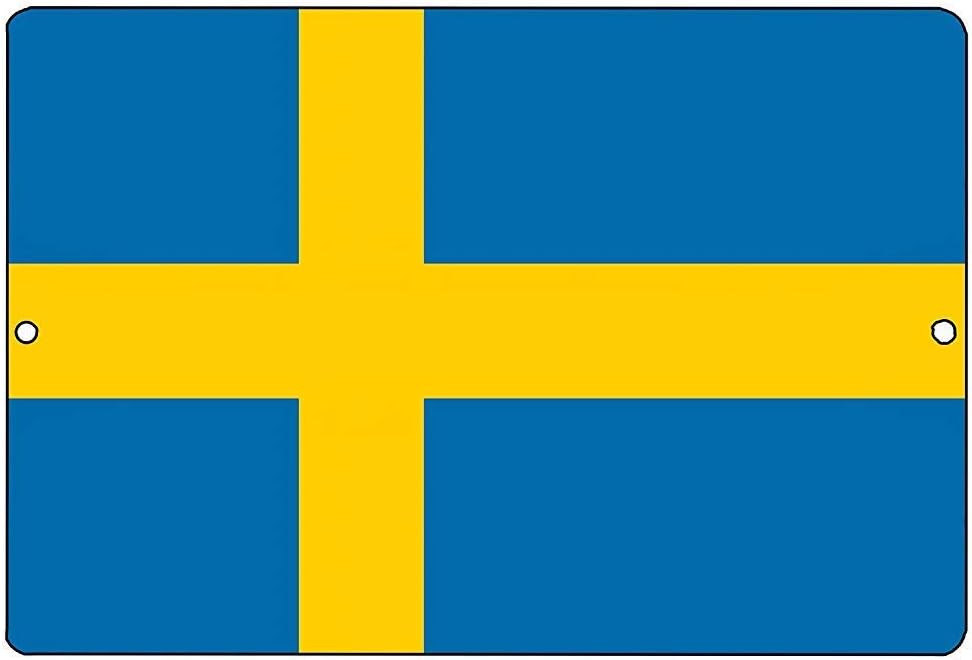 Lilyanaen New Tin Sign Swedish Flag Metal Tin Sign Wall Decor Man Cave Bar Sweden for Outdoor & Indoor 8