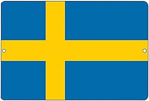 Lilyanaen New Tin Sign Swedish Flag Metal Tin Sign Wall Decor Man Cave Bar Sweden for Outdoor & Indoor 8