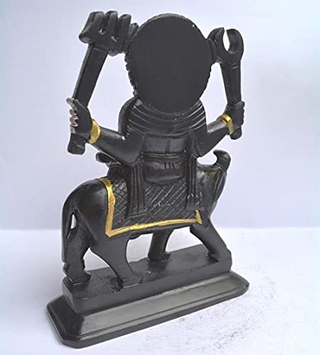 Estatua Shani Dev en piedra negra 7 pulgadas miniatura 4
