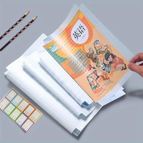Image of Transparent Self-Adhesive Book Cover Roll for Textbooks & Workbooks | Waterproof Clear Protective Cover Film | Easy Peel & Stick Book Wrapping Sheet | S /M /L. [30 Pcs= 3 Different Sizes -10 Each]