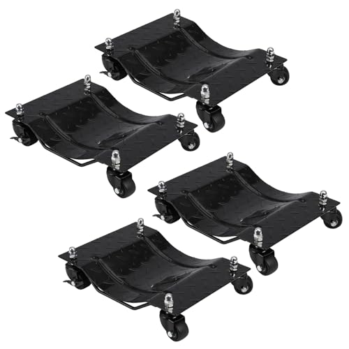 Upgraded Heavy-Duty Car Set of 4 with Brakes – 6000 Lbs Capacity Vehicle Mover for Cars, Trucks, Trailers, Motorcycles & Boats | Includes Non-Slip Panels, Locking Casters & Reinforced Steel Platform