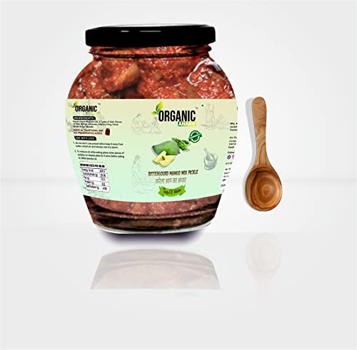 Image of Organic Anand Homemade Bittergourd Mango Mix Pickles 350gram Karela Aam ka Achar, Flavourful, Delicious, Traditional Taste